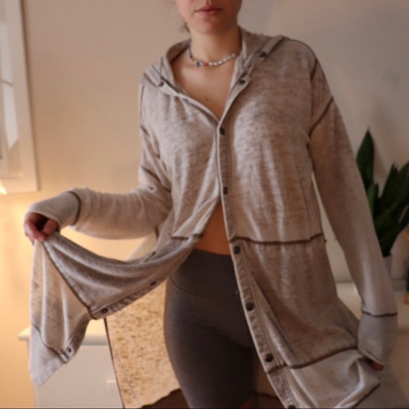 Free People Sweaters - Oversized Tan Sweater with Buttons